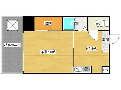 ヴィラージュ箱崎II(ワンルーム/1階)の間取り写真