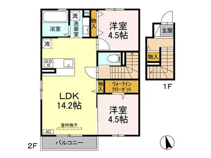 D-ROOM河口湖(2LDK/2階)の間取り写真