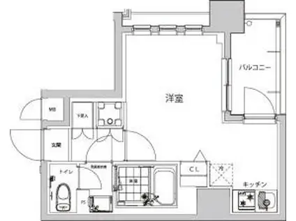 ハーモニーレジデンス早稲田夏目坂(ワンルーム/7階)の間取り写真