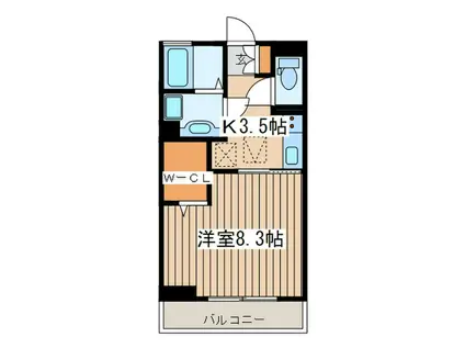 ヴィクトワール(1K/1階)の間取り写真