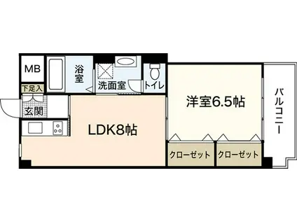 リビオーヌ五日市中央(1LDK/5階)の間取り写真
