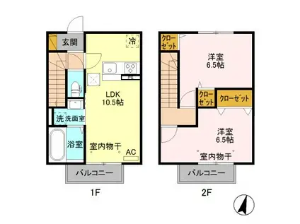 オペラハウス下新田II(2LDK/1階)の間取り写真