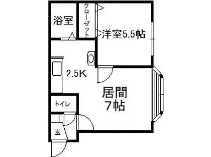エスパニア名寄I(1DK/1階)の間取り写真