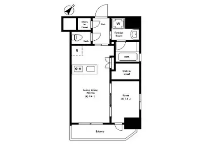 グローベル横浜伊勢佐木町(1LDK/7階)の間取り写真