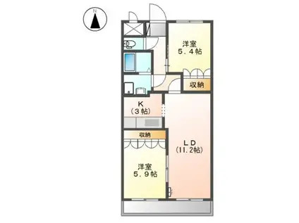 ヴィンテージマルコウA棟(2LDK/2階)の間取り写真