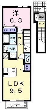 アーバンハイム(1LDK/2階)の間取り写真