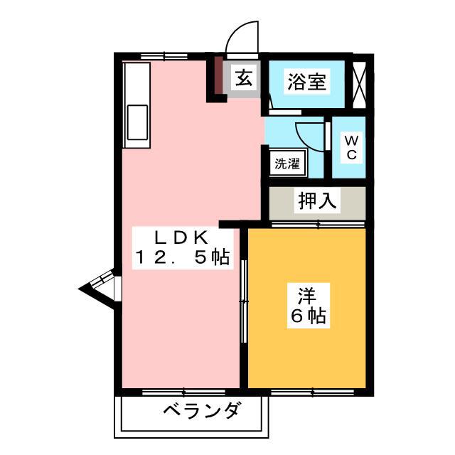 フレグランスHASAMA B(1LDK/2階)の間取り写真