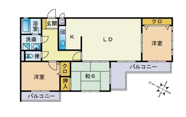 インペリアル大濠(3LDK/3階)の間取り写真