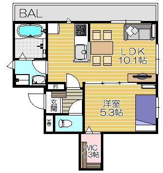 SKY RESIDENCE(1LDK/1階)の間取り写真