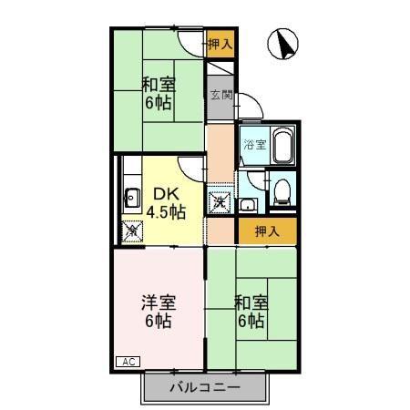 セジュール城東 A棟(3DK/2階)の間取り写真