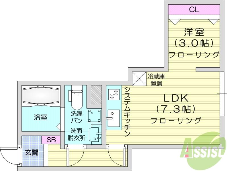 メリディアン多賀城新田(1LDK/1階)の間取り写真