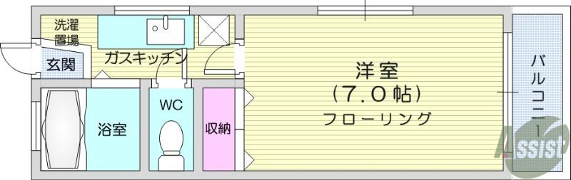 パールハイツ(1K/2階)の間取り写真