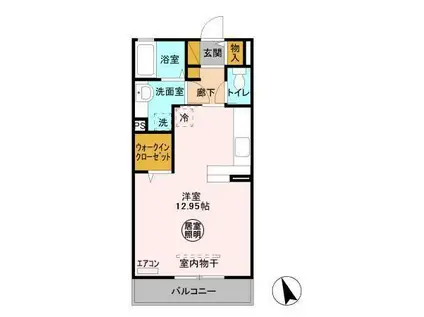 オーテファール(ワンルーム/2階)の間取り写真