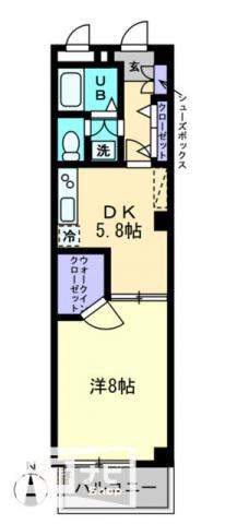 スピリア三条(1DK/4階)の間取り写真