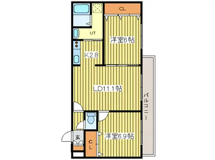 フォーレスト元町(2LDK/3階)の間取り写真