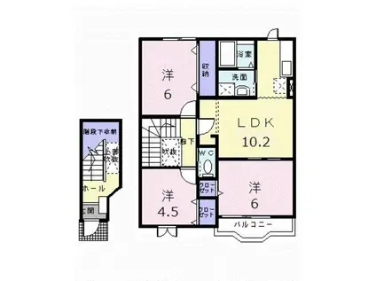 マルグリットB(3LDK/2階)の間取り写真