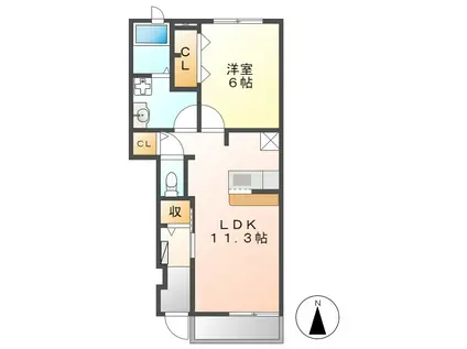 ＪＲ関西本線 春田駅 徒歩7分 2階建 築17年(1LDK/1階)の間取り写真