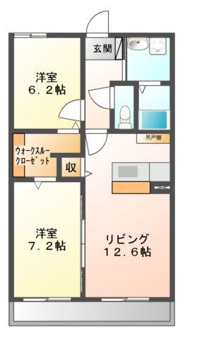 ハートフルマンション レケンス(2LDK/1階)の間取り写真