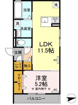 D-HILLS名塚町(1LDK/2階)の間取り写真