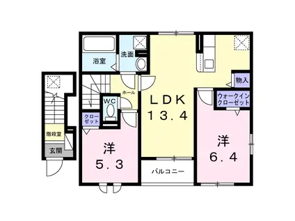 プレミアム コンフォート I(2LDK/2階)の間取り写真