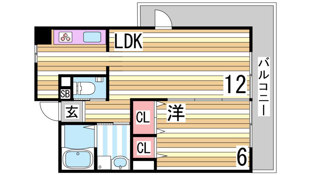 アーバネックス神戸駅前(1LDK/8階)の間取り写真