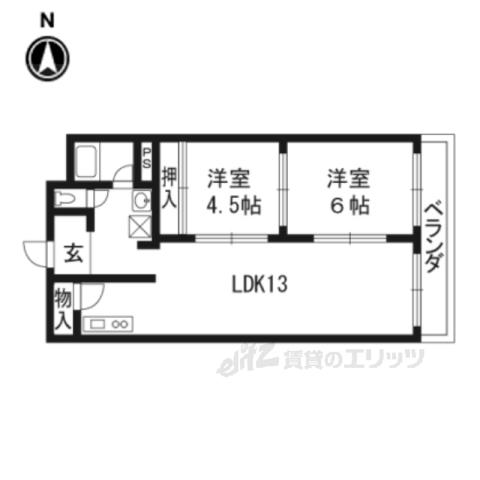 アサワハイツ(2LDK/3階)の間取り写真