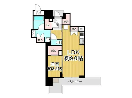 ジオタワー宝塚グランレジスTHE サウス(1LDK/4階)の間取り写真