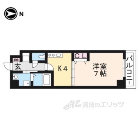 イクスコート大津駅前(1DK/10階)の間取り写真