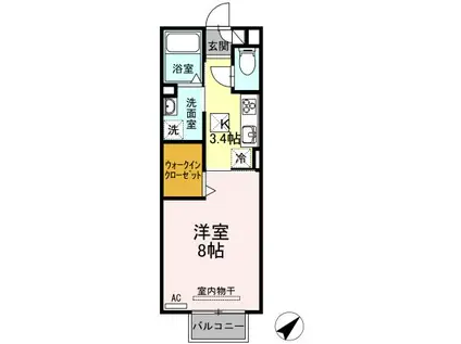 セジュール福地(1K/1階)の間取り写真