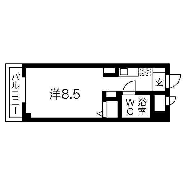猪名寺パークマンションII(ワンルーム/5階)の間取り写真
