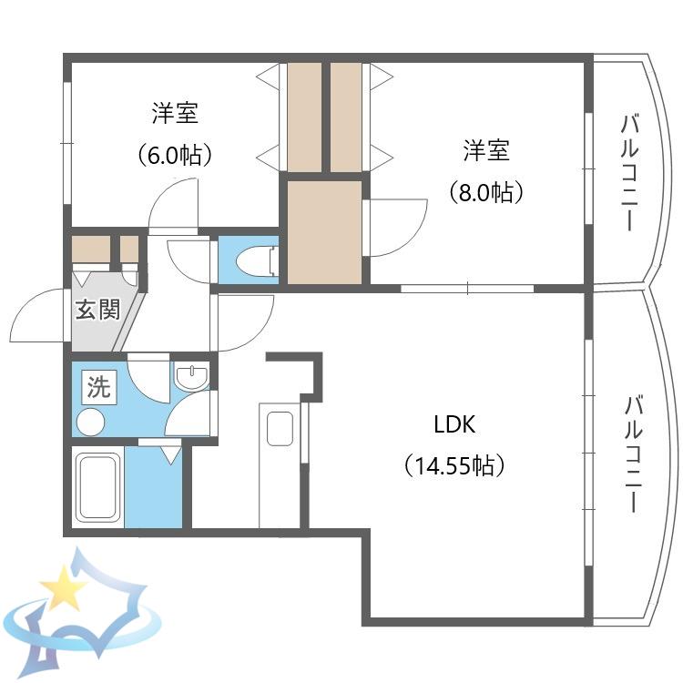 CABIN25(2LDK/3階)の間取り写真