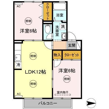 ブランシェ本生(2LDK/1階)の間取り写真