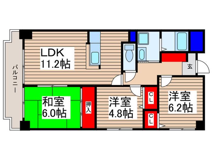 シー.ビー.フォート(3LDK/4階)の間取り写真
