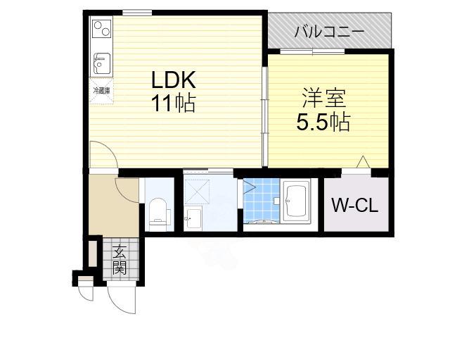 フジパレス住吉遠里小野Ⅲ番館(1LDK/1階)の間取り写真