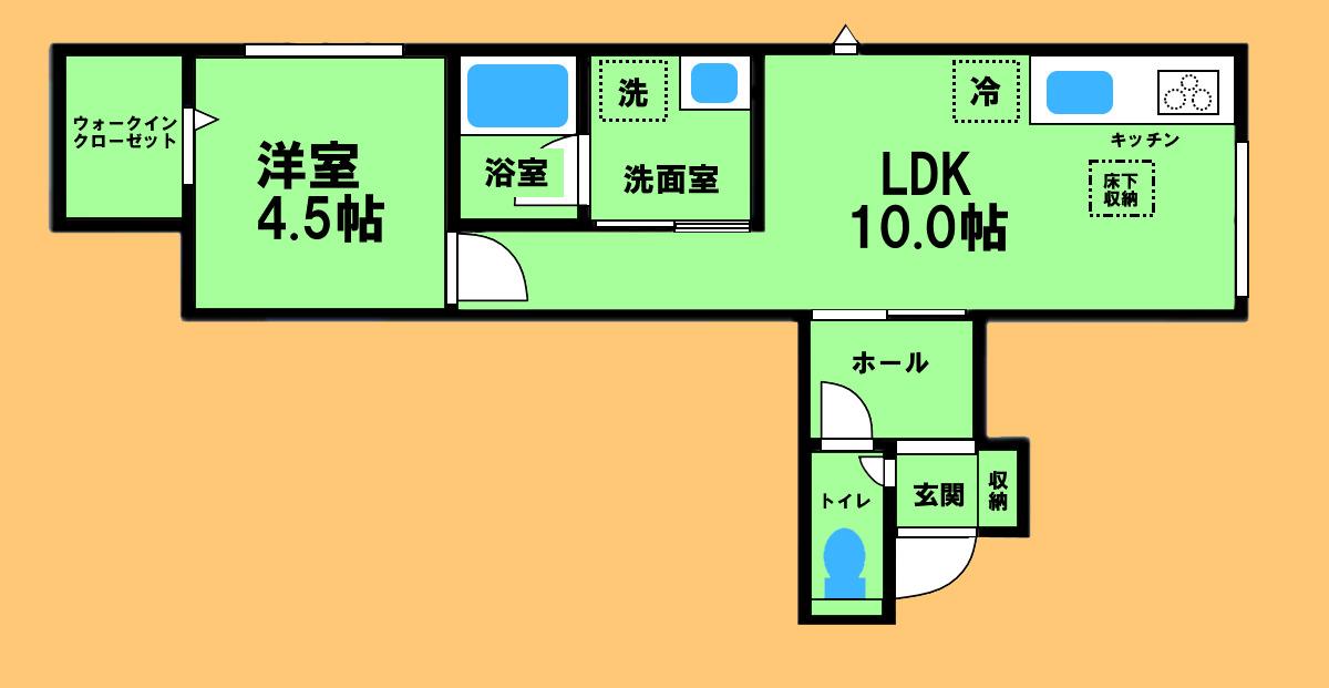 エスワンハイツ古淵(1LDK/1階)の間取り写真