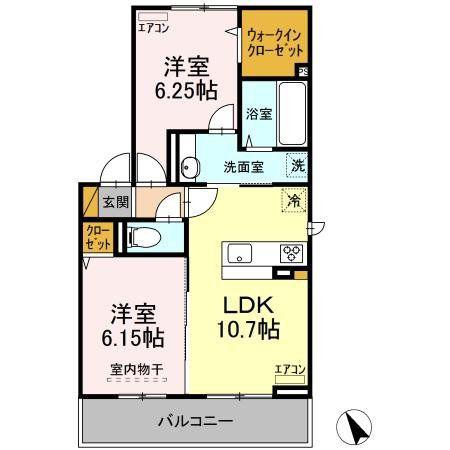 サニーハイム(2LDK/3階)の間取り写真