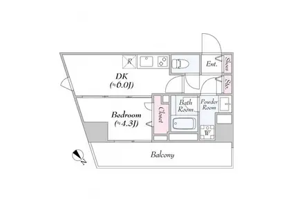 ロイジェント世田谷野沢(1DK/7階)の間取り写真