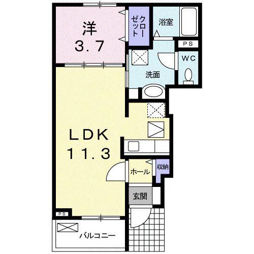 ビビエンタA(1LDK/1階)の間取り写真