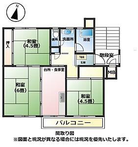 丸子南団地J2号棟(3K/4階)の間取り写真