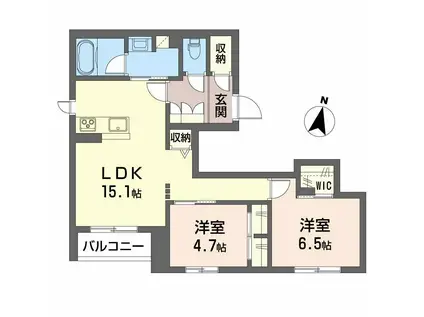 メゾンノワール柏木(2LDK/2階)の間取り写真