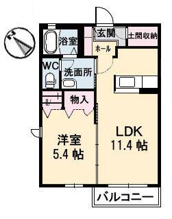 シャーメゾン新地B(1LDK/1階)の間取り写真