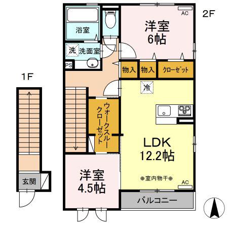 ハーベスト・ムーンI(2LDK/2階)の間取り写真