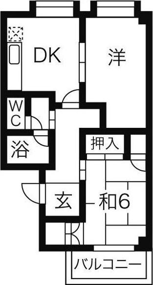 TDマンションPAULOWNIA(2DK/1階)の間取り写真