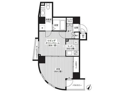 カスタリア初台(1LDK/3階)の間取り写真