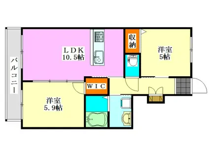 クラージュ ベルデ(2LDK/1階)の間取り写真