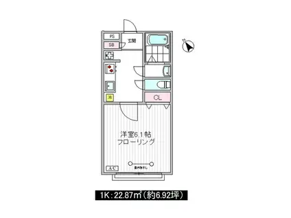 ローゼンハイム(1K/1階)の間取り写真