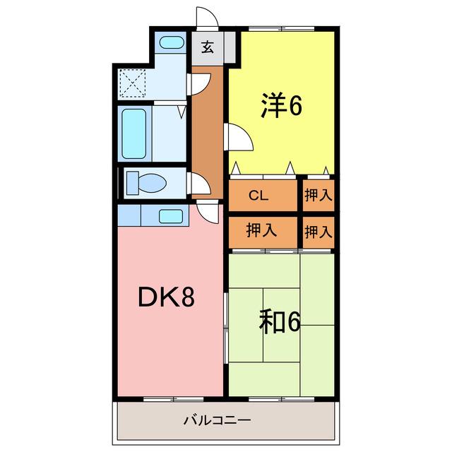ロイヤルマンションみさき(2DK/3階)の間取り写真