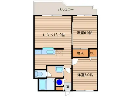 カーム平和(2LDK/1階)の間取り写真