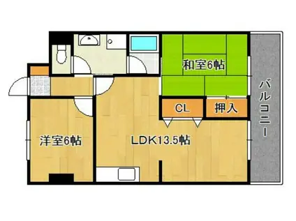 パンドール加古川(2LDK/4階)の間取り写真