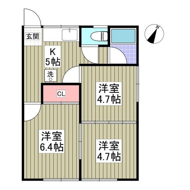 リブレス桐生堤町B(3K/1階)の間取り写真